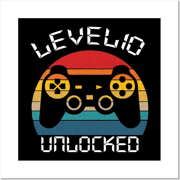 10 Years Old 10th Birthday Level 10 Unlocked Wall Art by CoApparel